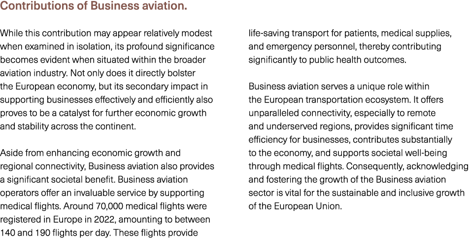 Contributions of Business aviation. While this contribution may appear relatively modest when examined in isolation, ...