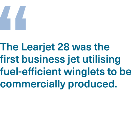 The Learjet 28 was the first business jet utilising fuel-efficient winglets to be commercially produced. 