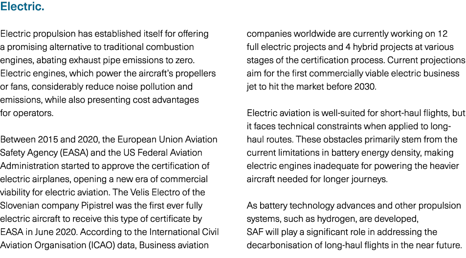 Electric. Electric propulsion has established itself for offering a promising alternative to traditional combustion e...